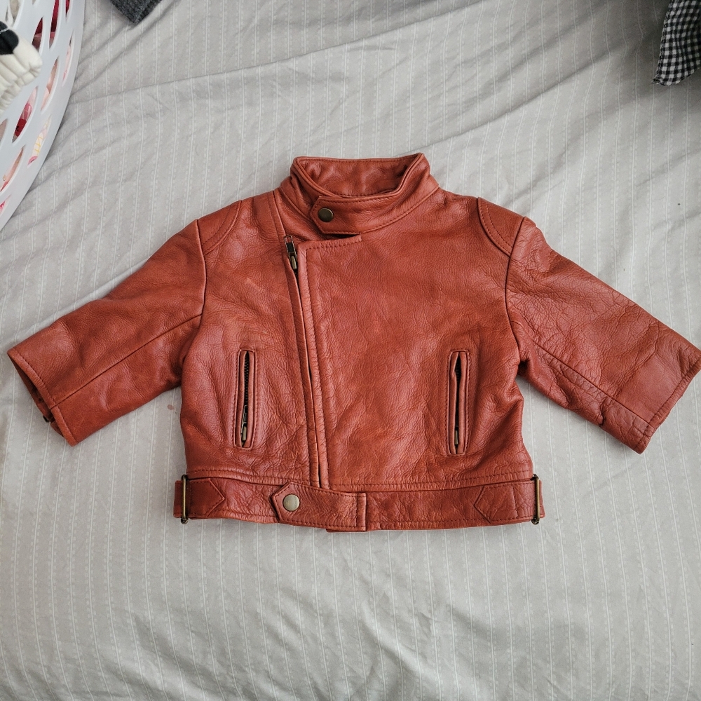 Stylish Baby/toddler Brown Leather Jacket